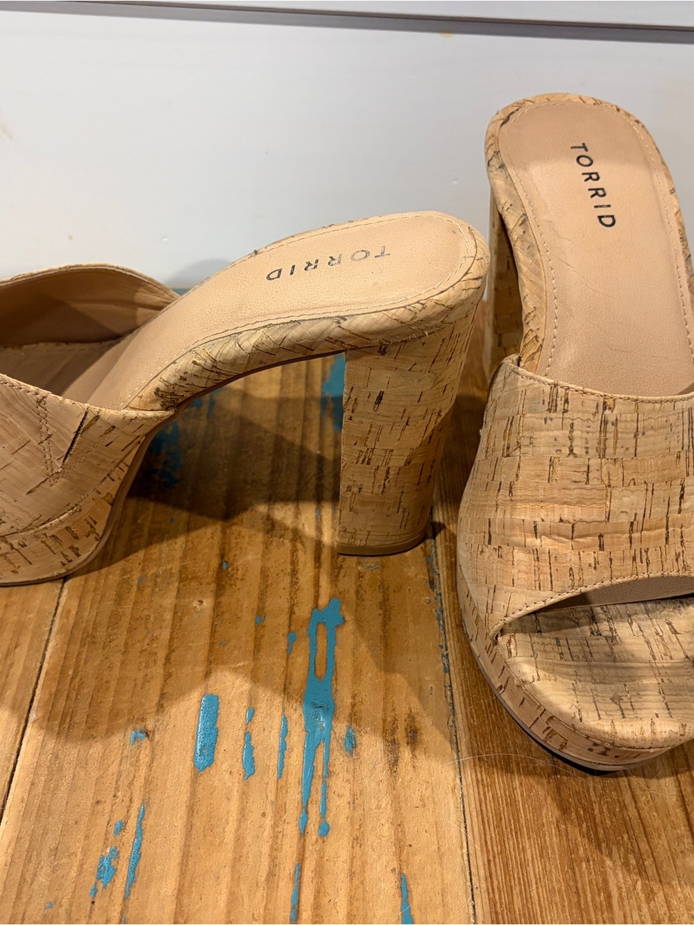 torrid Cork Platform Mule Heels in Natural Tan